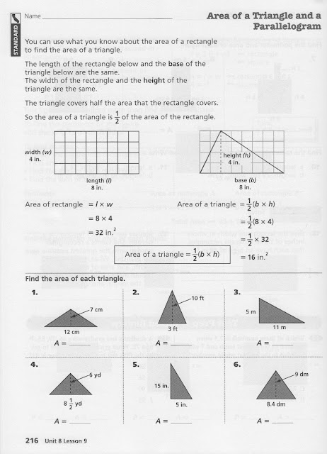 Homework 2012-2013: April 3rd - Area of a Triangle and a Parallelogram