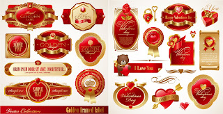 ロマンチックなバレンタインデーの赤いラベル romantic valentine day red label vector イラスト素材