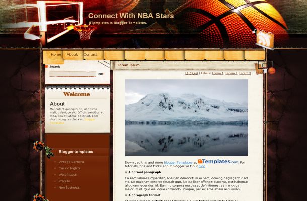 Free Blogger Dark Basketball Layout Template Free Blogger Dark Basketball Layout Template