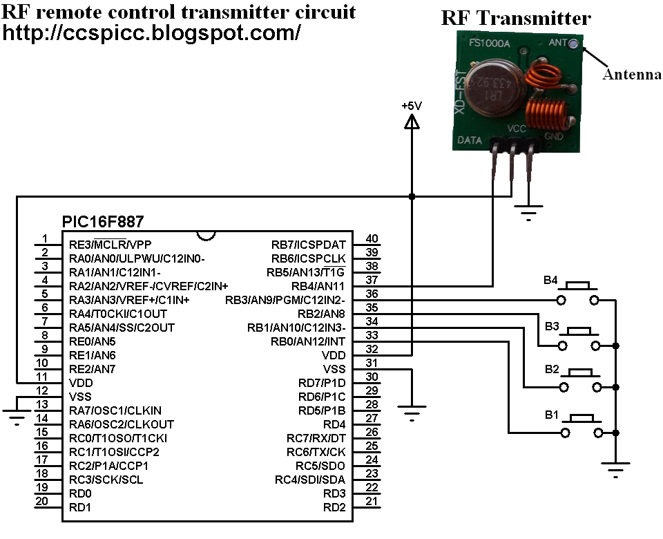 RF Transmitter and receiver system using PIC16F887