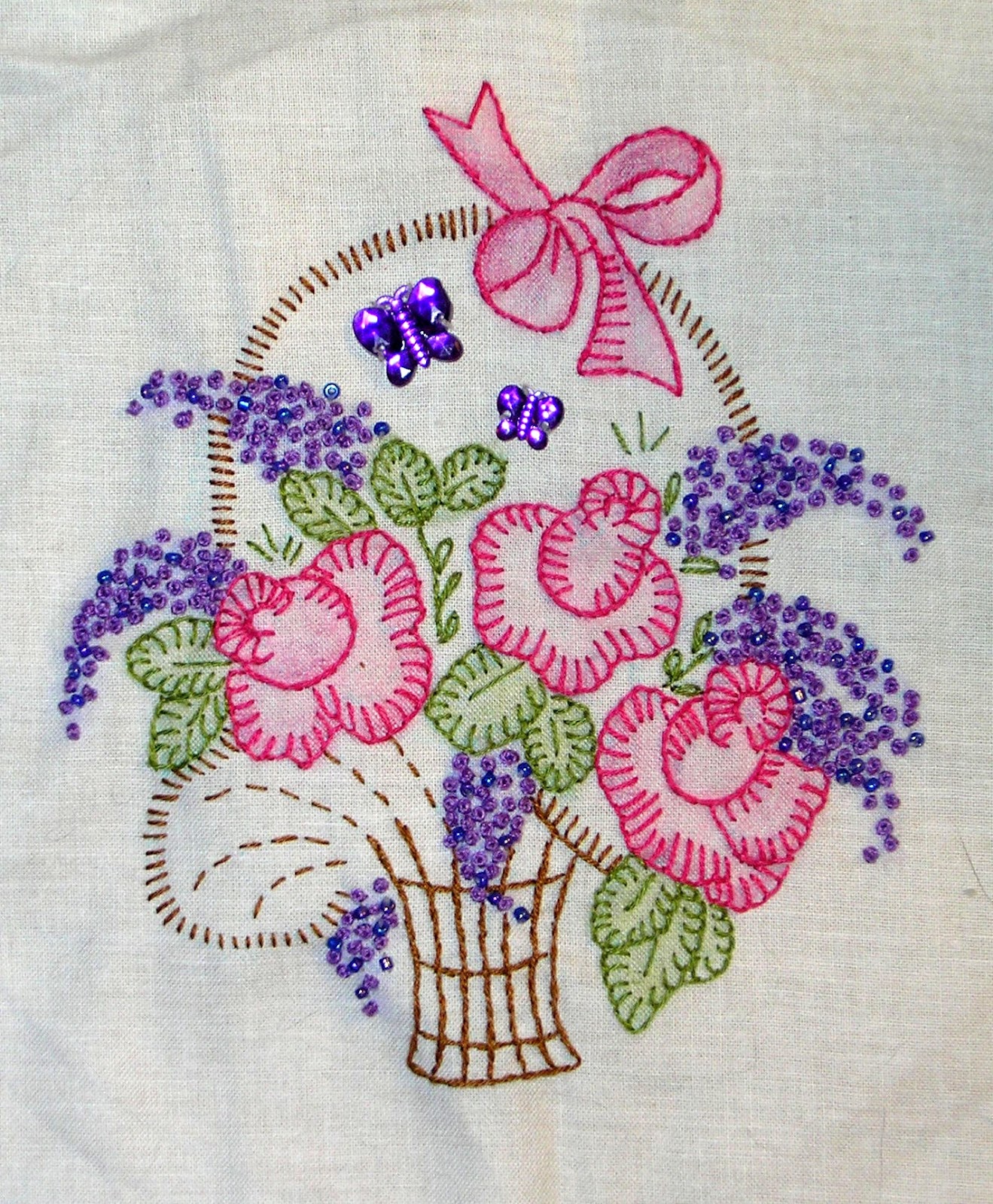 Kitty And Me Designs Embroidered Basket