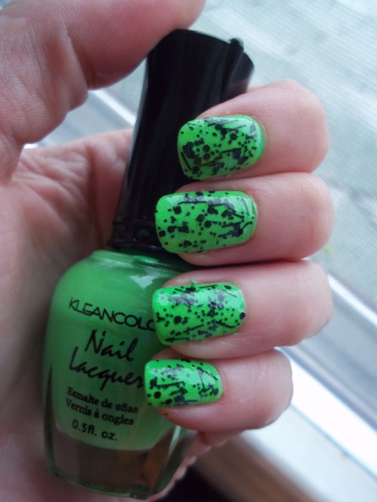Nail Polish Goddess D&R Apothecary Toxic Waste and Kleancolor Bikini Green