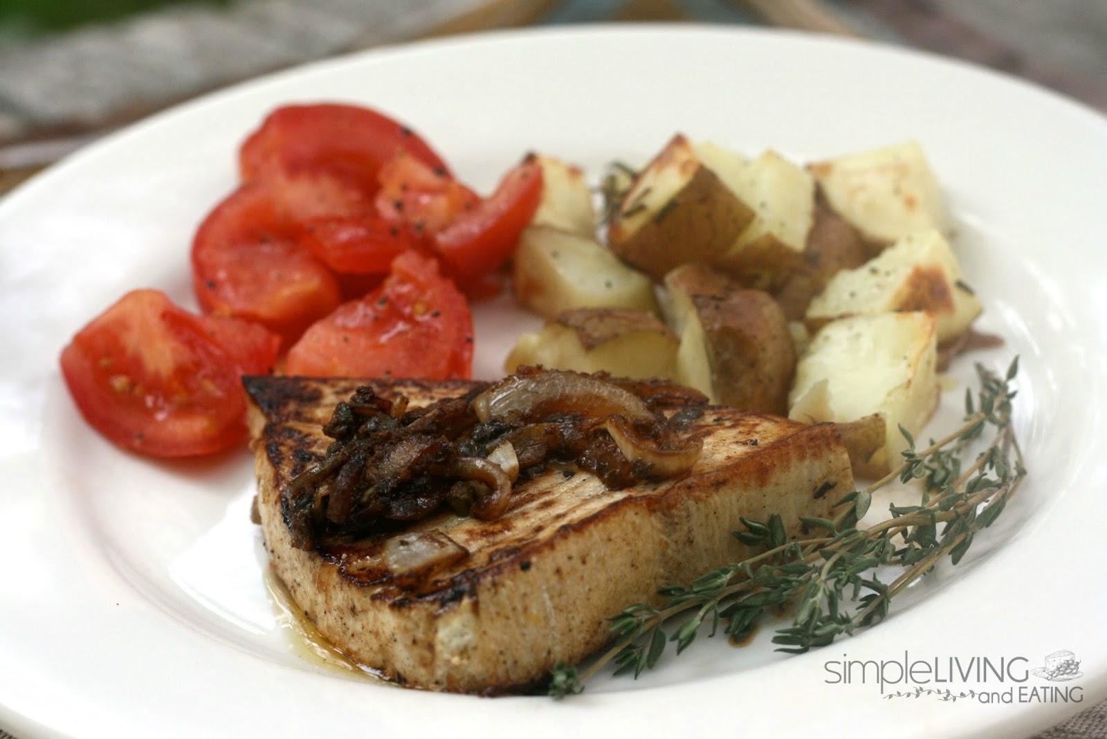 Mediterranean Swordfish with Frilly Herb Salad French Friday's with
