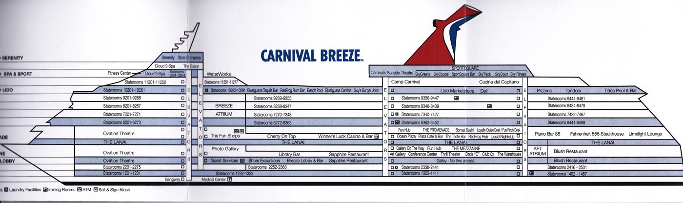 Where can you view the deck plan for a Carnival Breeze cruise ship?