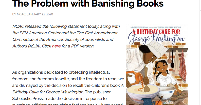 The Official Scbwi Blog Have You Been Following The A Birthday Cake For George Washington Controversy