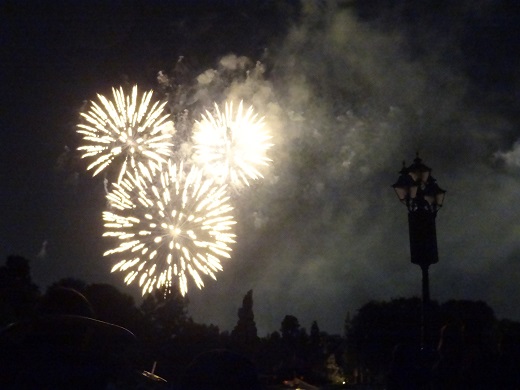Fireworks in the shape of Mickey Mouse at Disneyland
