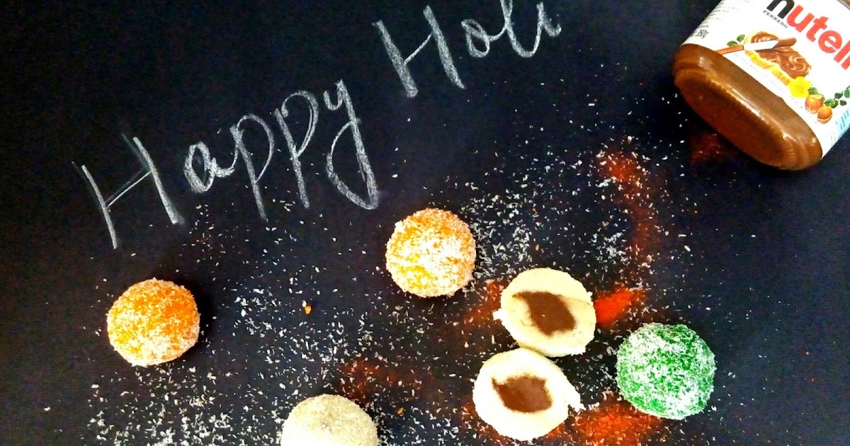 Holi Recipe - Nutella Stuffed Coconut Laddoo