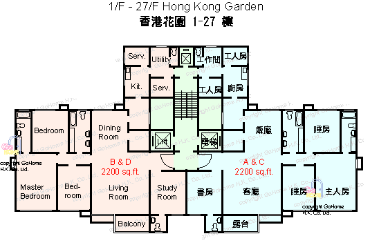 Floor Plan Feng Shui 平面图の风水 Hong Kong Garden MidLevels