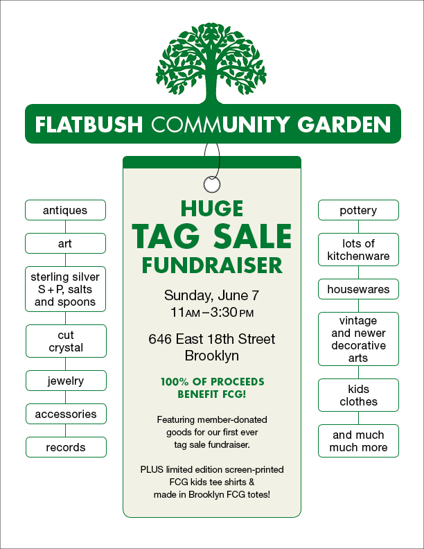 Flatbush CommUNITY Garden THIS SUNDAY Tag Sale Fundraiser!