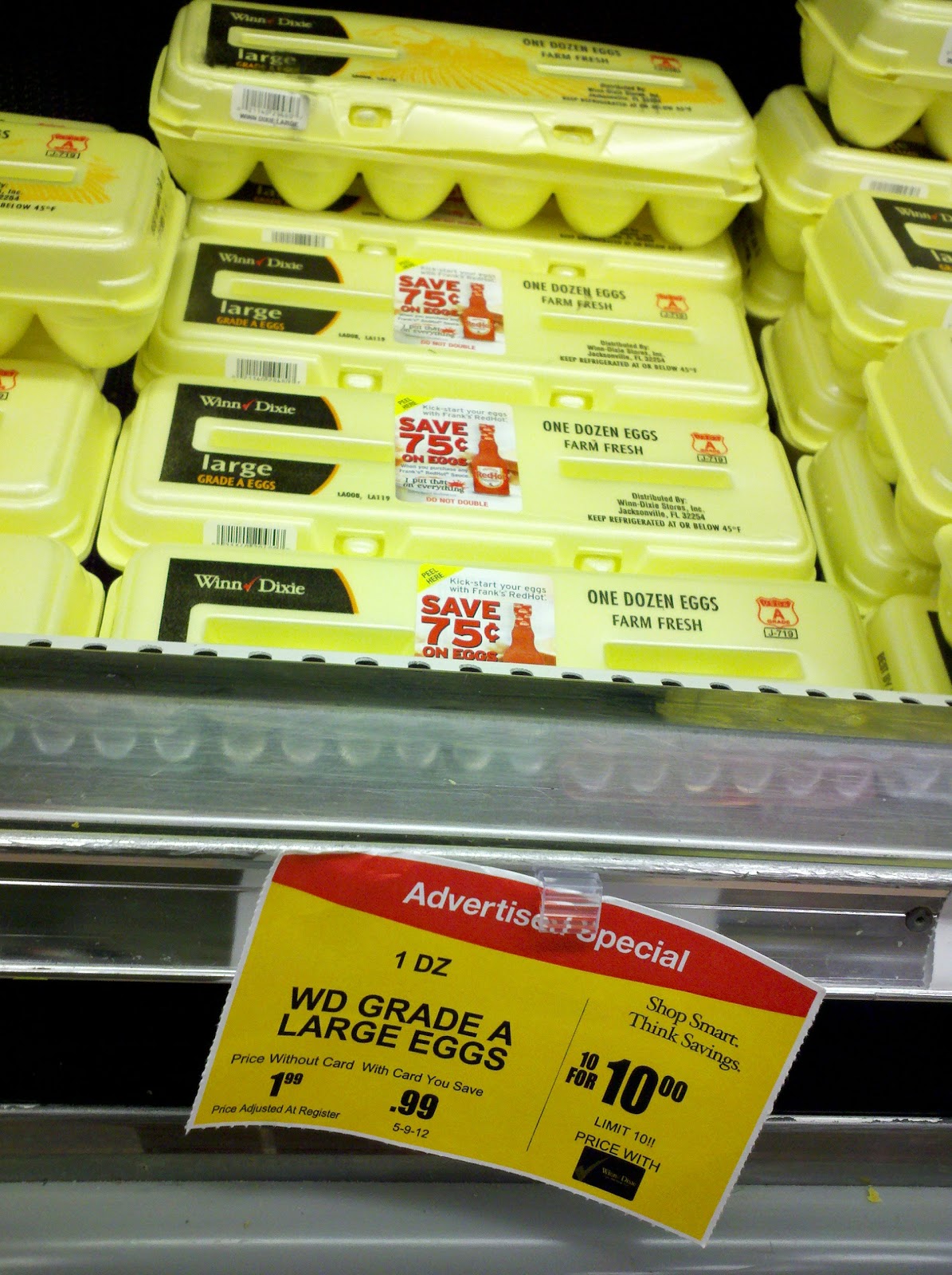 Dozen Grade A Large Eggs only 1 WinnDixie through 5/15!