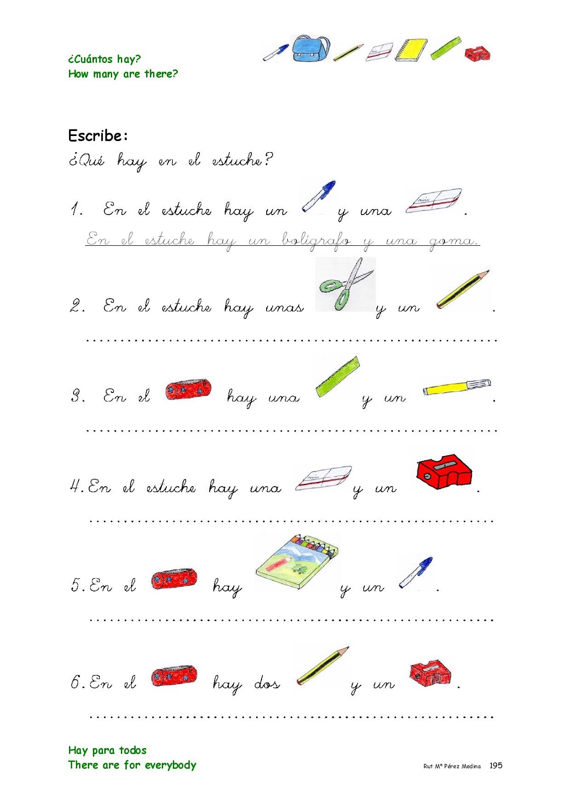 スペイン語 Que Hay En El Estuche 筆箱には何が入ってますか