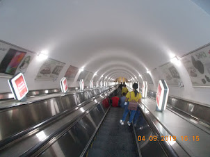 "Abai Metro" escalator in Almaty.