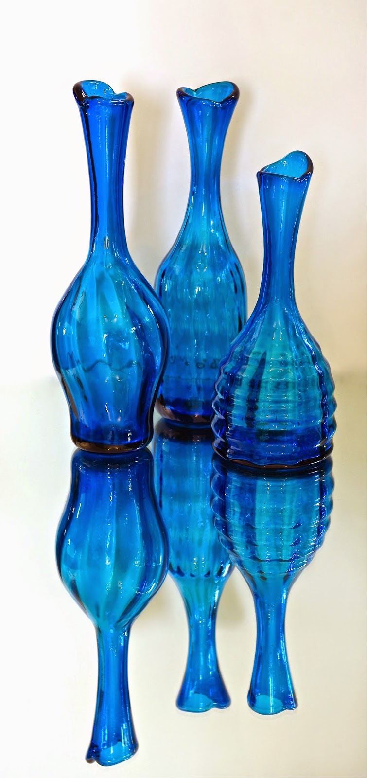 Heart of Glass Blenko Glass Blenko Myers turquoise optic vases