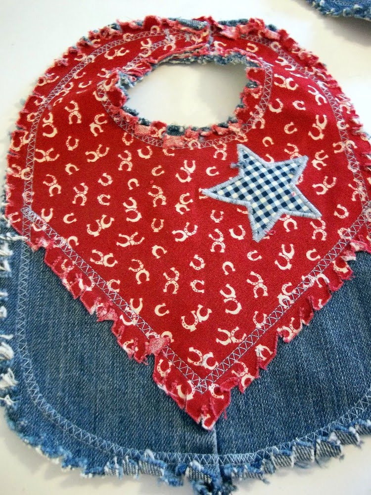 TreasuresRenewed Western Blue Jean Baby Bib