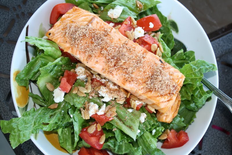 Jourdan Leigh in the kitchen Grilled Salmon Salad with Goat Cheese