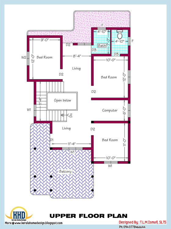 Upper floor plan of 2318 Sq. Ft. house - May 2012