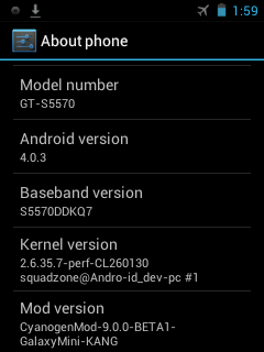 Screenshots of Caynogen Mod 9 On Samsung Galaxy Mini GTS5570
