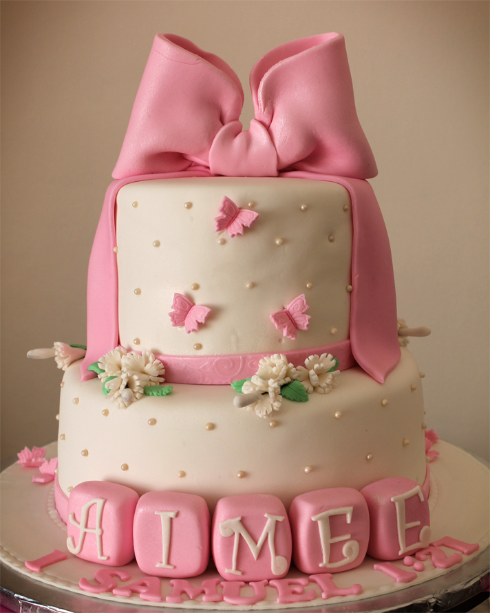 Delana's Cakes Bow Christening Cake