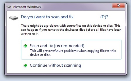 flash drive scan and fix