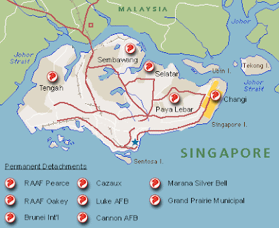 Fuerza Aérea de Singapur. MAPA+SINGAPUR