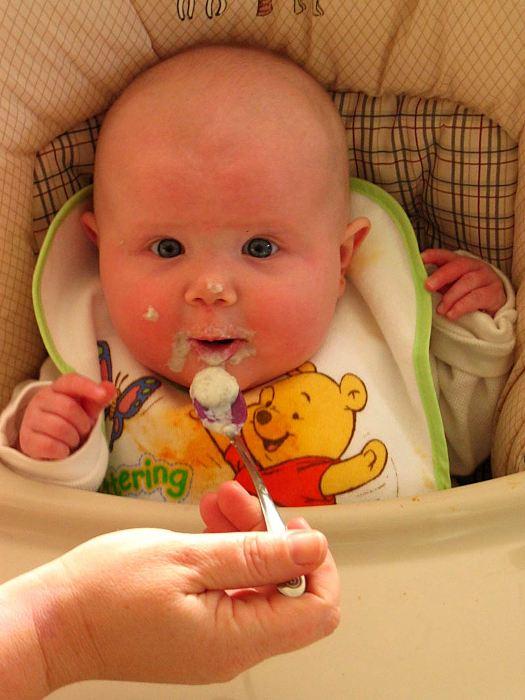 funny baby eating