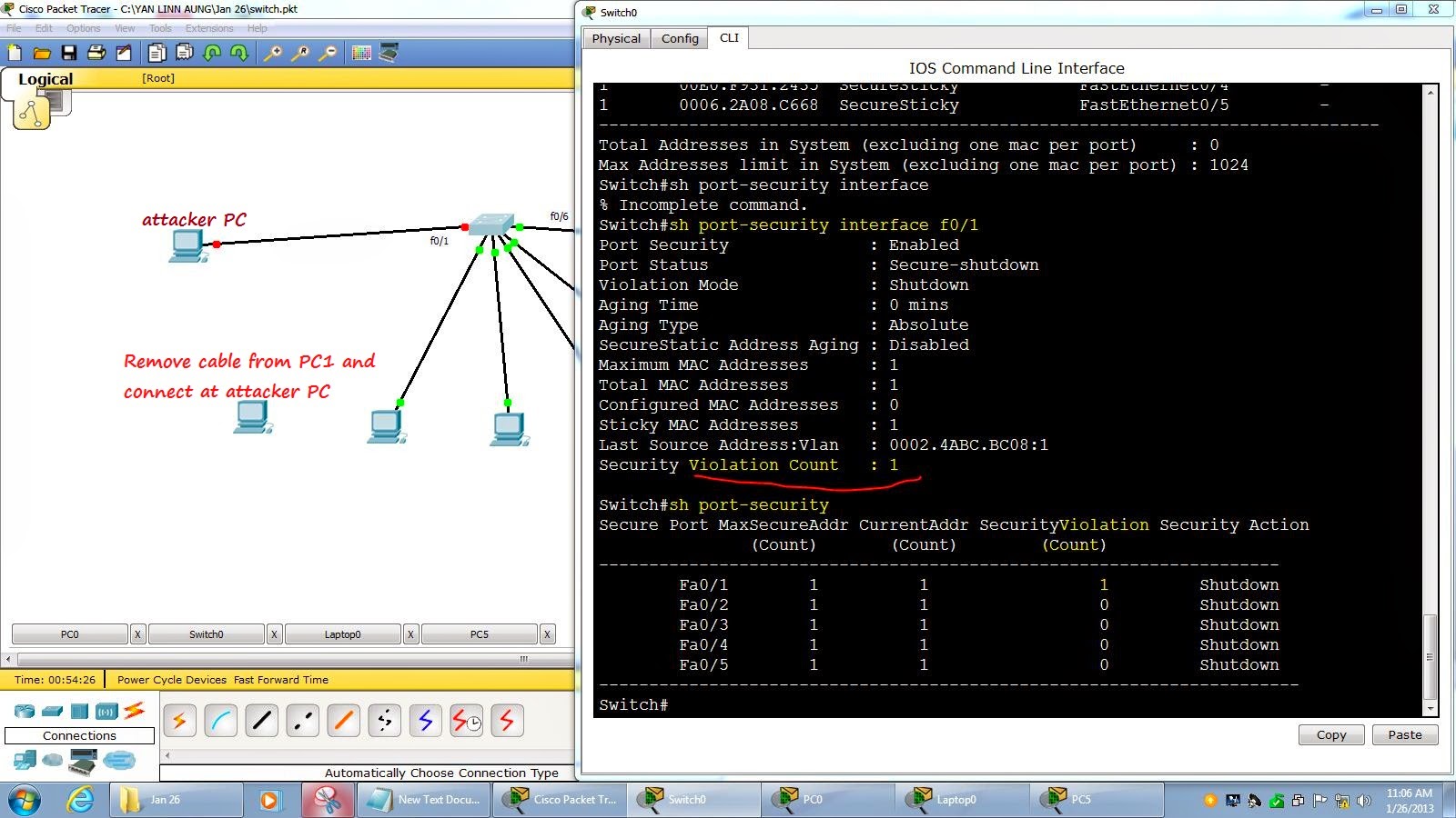 Networking Note About switchport portsecurity
