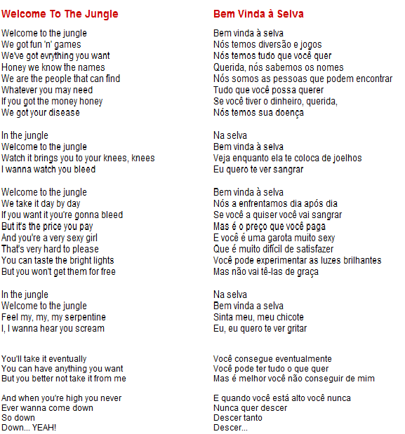 GUNS N' ROSES Welcome to the Jungle - Letra / Legenda / Português / Inglês)  #brasillyrics 