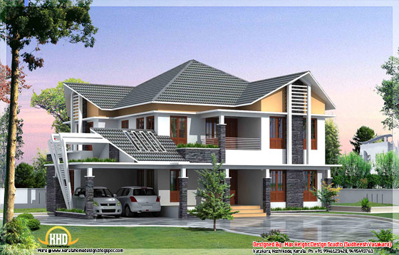 Beautiful Kerala style house elevation 6