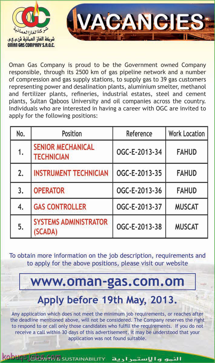 Vacancies In Oman Gas Company Gulf Jobs for Malayalees