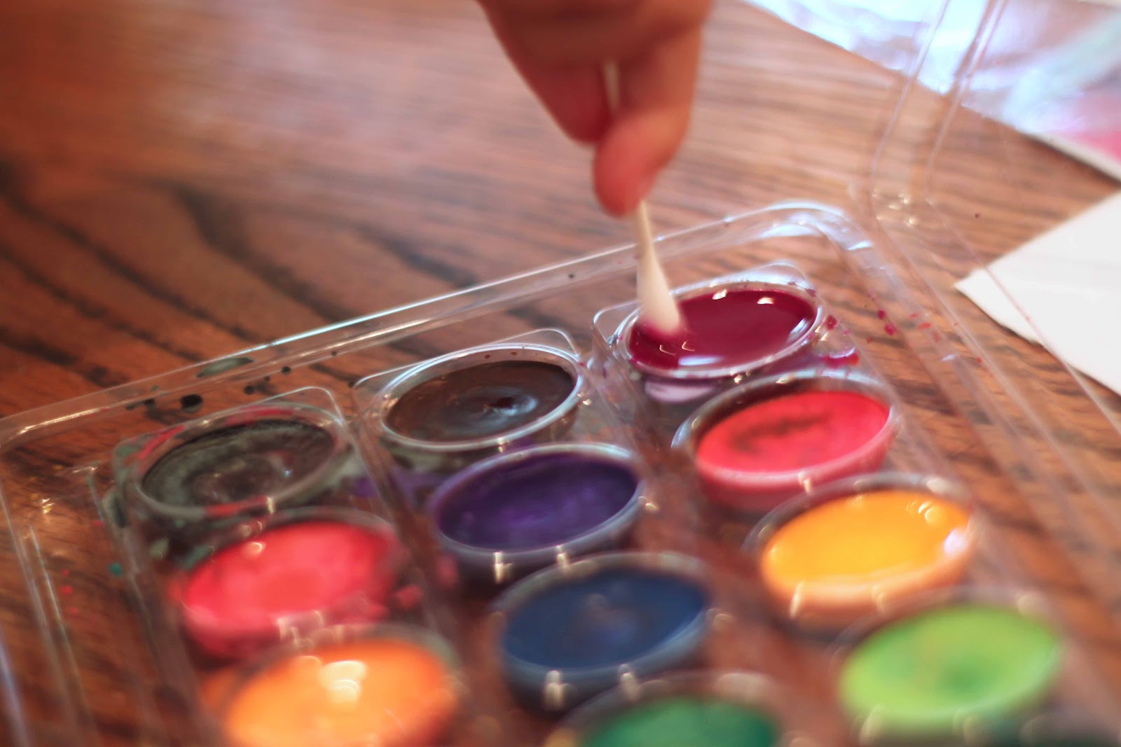 Playing House Watercolors and Qtip Painting