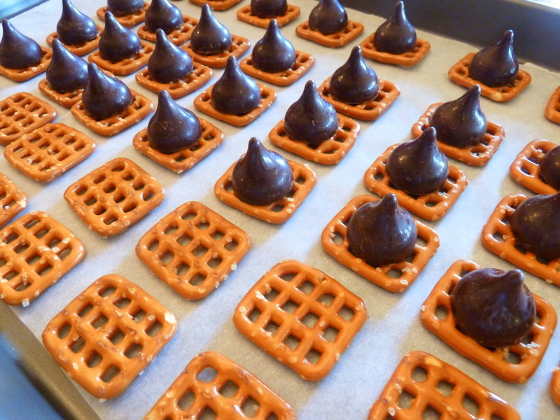 Cookin' Cowgirl Dark Chocolate Mint Pretzel Kisses for St. Patrick's Day