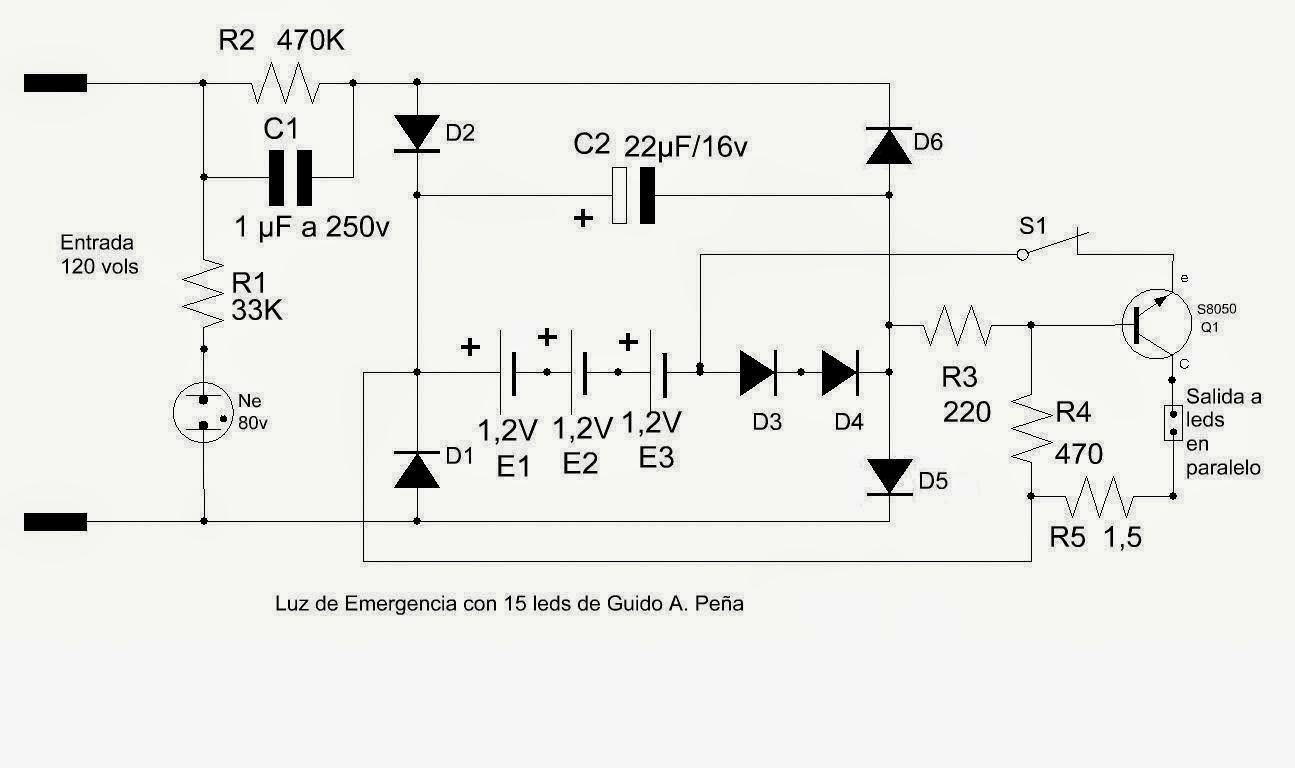 Proyectos Electrónicos Caseros Luz de emergencia de 15 leds flux