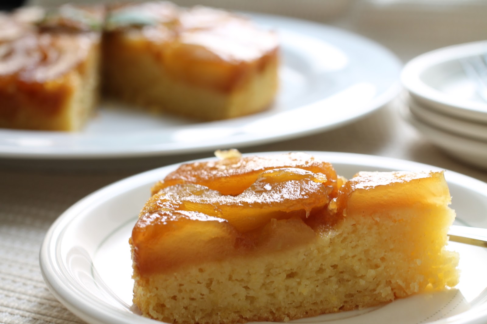 my bare cupboard AppleCornmeal Upside Down Cake