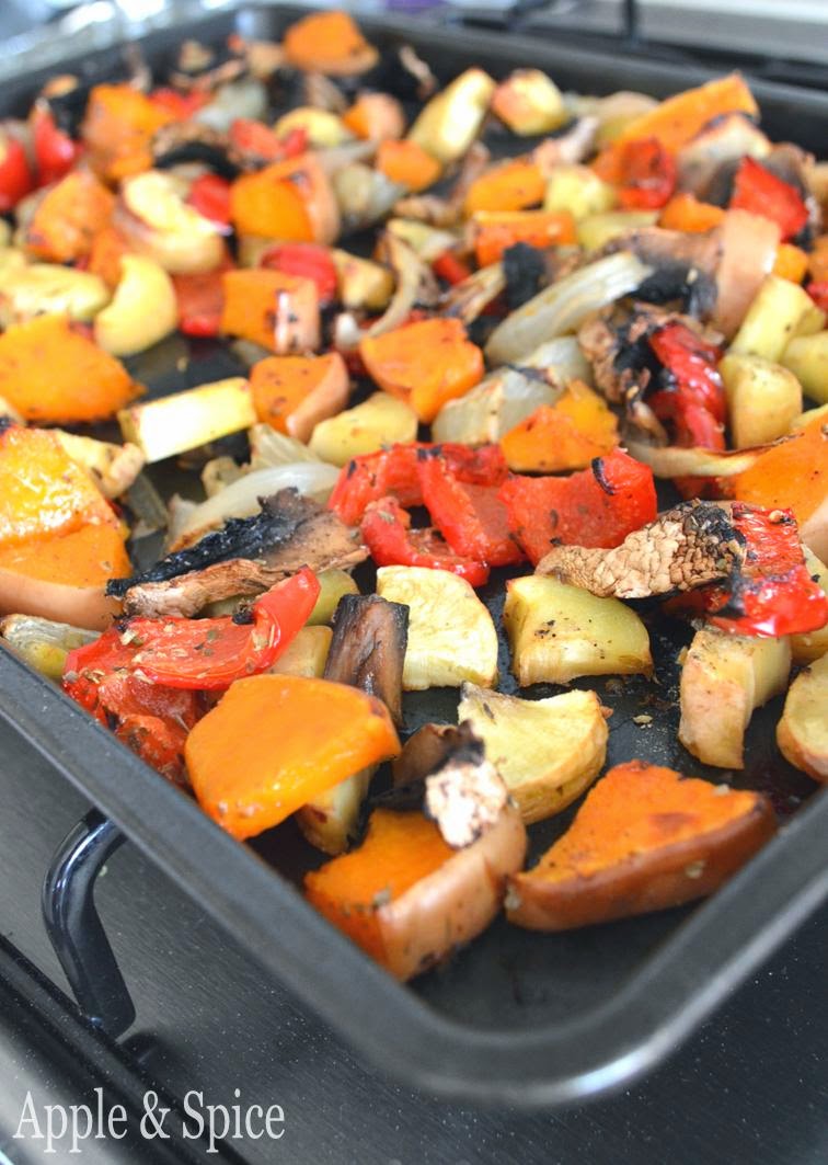 Apple & Spice Roasted Veg & Mixed Bean Salad in Lemon Balsamic Dressing