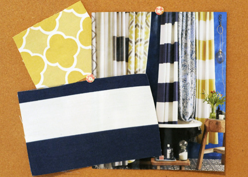inspiration board navy blue stripes, decorating