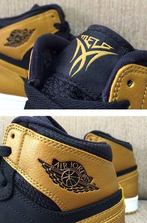 THE SNEAKER ADDICT: Air Jordan 1 Mid âMeloâ Gold/Black Sneaker (New Images)