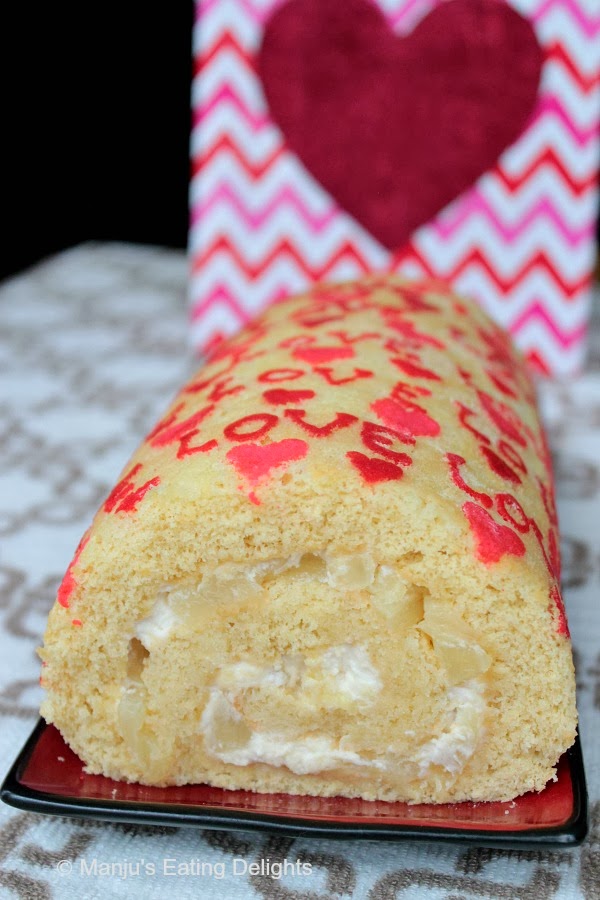 Manju's Eating Delights Patterned Swiss Roll with Pineapple and Cream