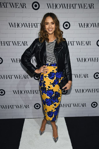 Jessica Alba – Who What Wear x Target Launch Party Dress Jessica Alba in a black minimal moto jacket at Who What Wear x Target Launch Party red carpet dress