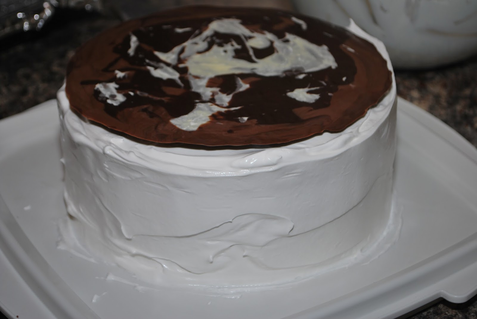 This Is Not My Home Chocolate Cake with Vanilla Marshmallow Frosting
