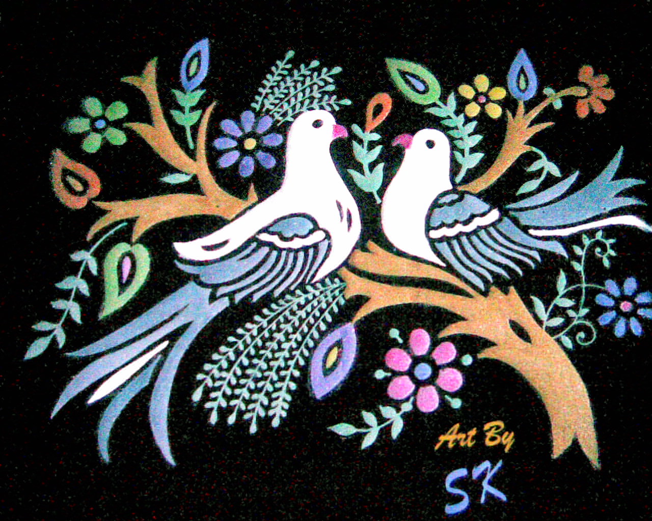 CREATIVEART EMBOSSED PAINTING OF BIRDS