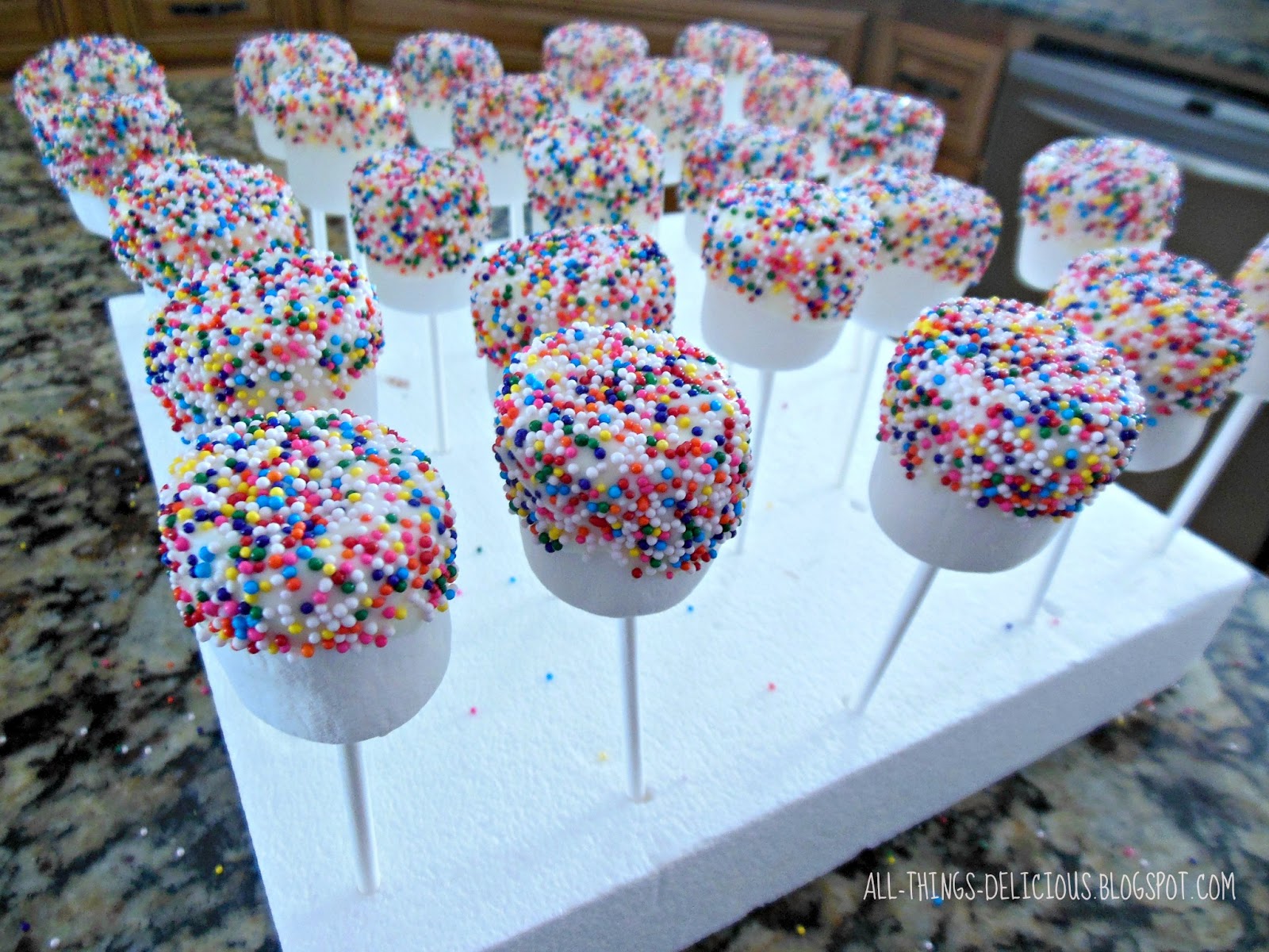 ALL THINGS DELICIOUS Rainbow Dipped Marshmallows