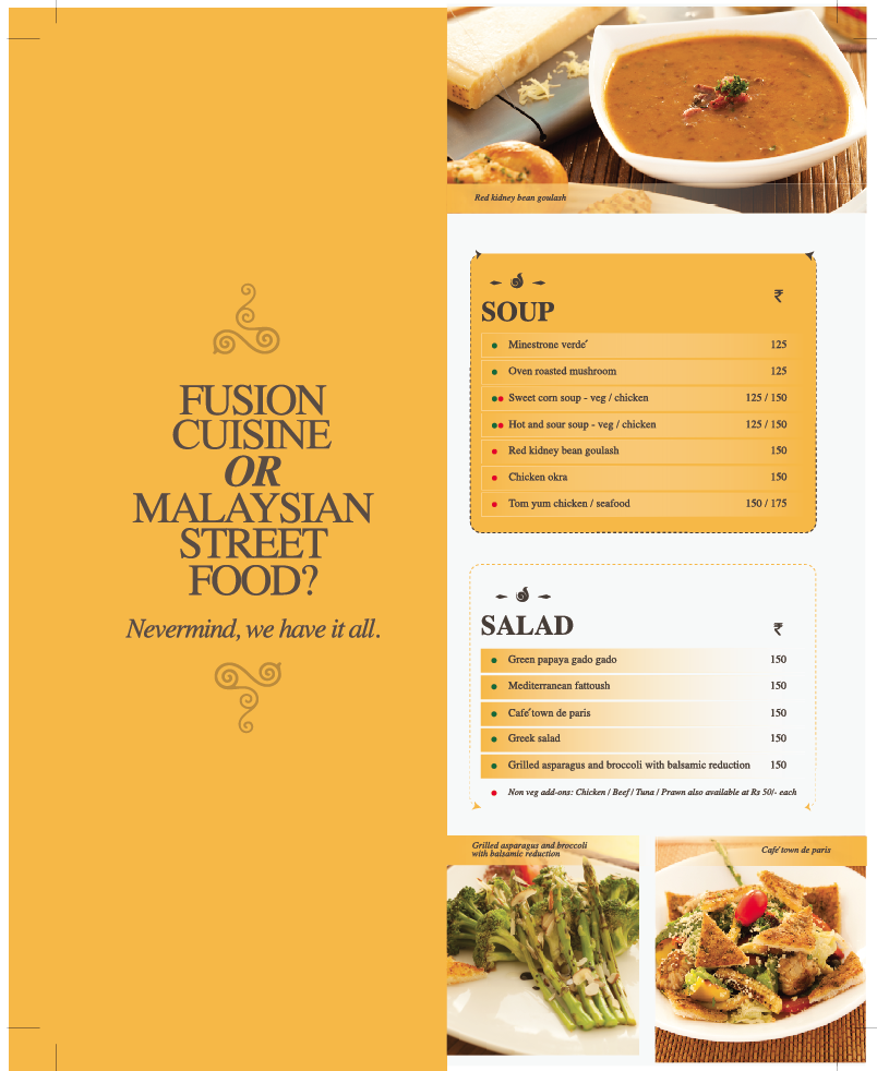 Our Restaurant A la Carte Menu NEW TOWN COFFEE HOUSEHYDERABAD