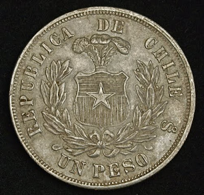 Chile, Large Silver coin Eagle Peso Dollar