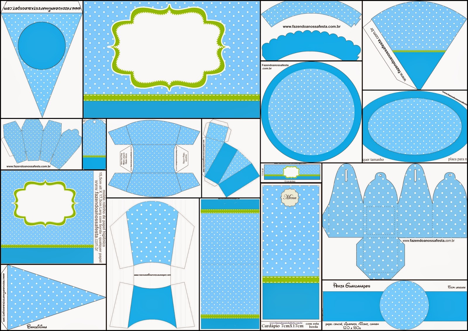 Azul y Verde Limón: Completo Kit para Fiestas para Imprimir Gratis.