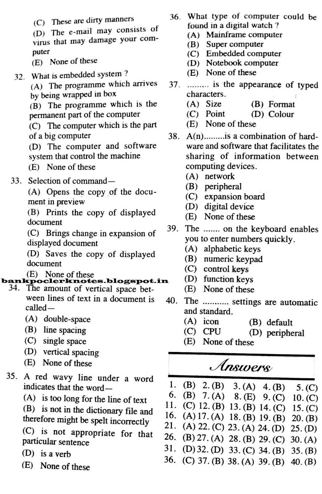 Computer Practice test 6 BANK EXAM NOTES