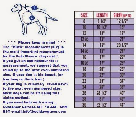 Fido Fleece Size Chart