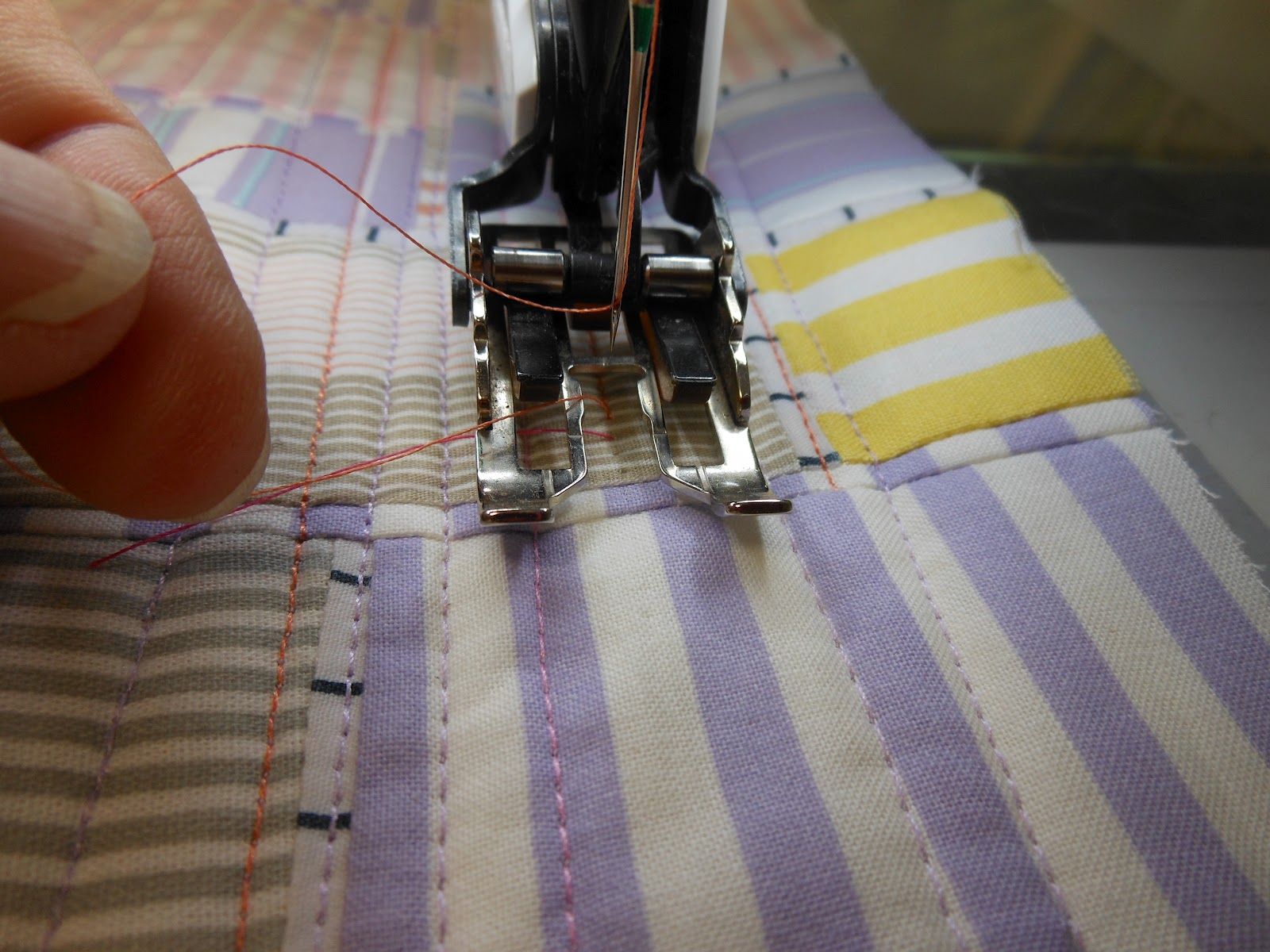 Art With a Needle Changing the bobbin in midstream