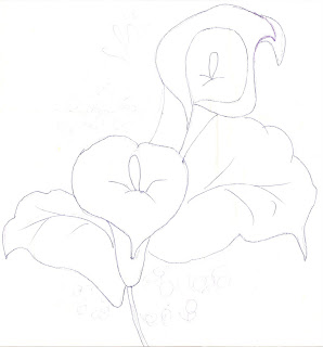  Risco para pintura em tecido com flor copo de leite