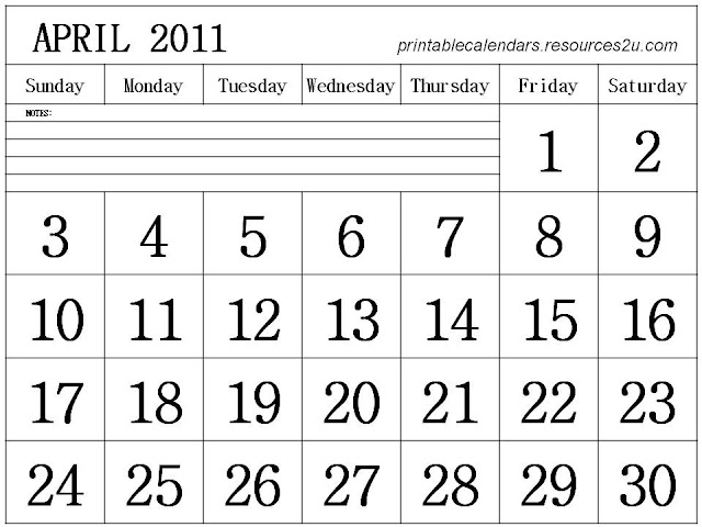 2011 calendar printable free. april 2011 calendar printable