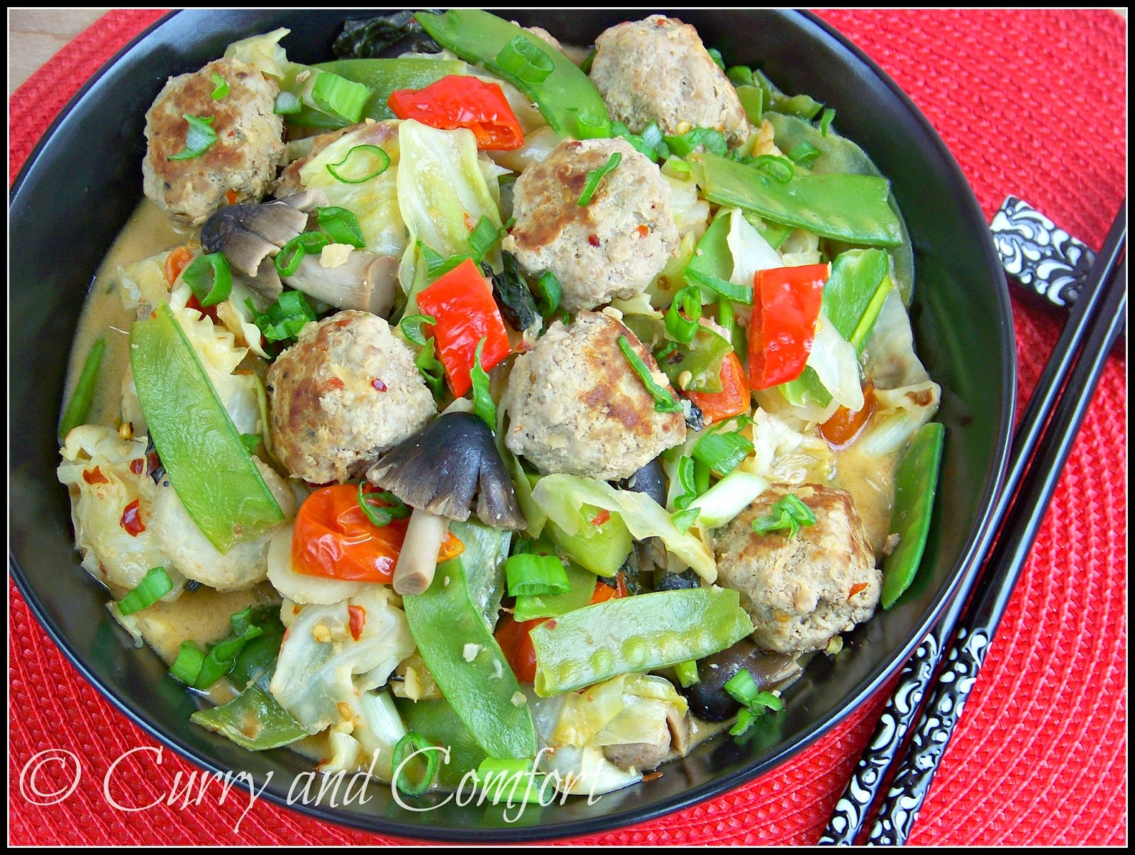 Kitchen Simmer Thai Meatball and Vegetable Stir Fry